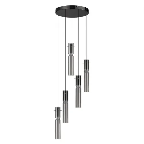 Светильник подвесной LED Scrow 5058/25L Odeon Light серый чёрный 5 ламп, основание чёрное в стиле современный каскад трубочки