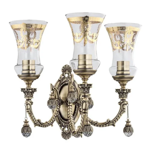 Бра Sienna SIE-K-3(P) Kutek прозрачный на 3 лампы, основание бронзовое в стиле классический 