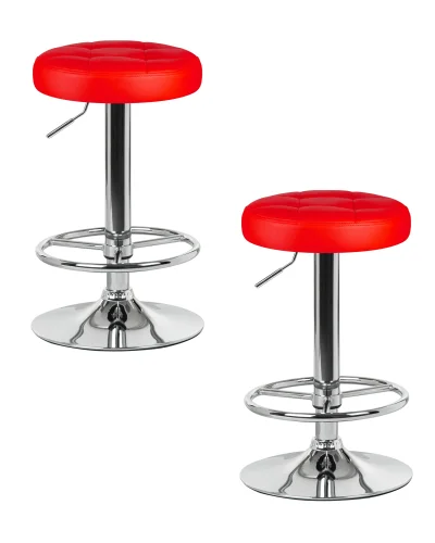 Табурет барный набор 2 шт. SET-2 5008-LM BRUNO, цвет сиденья красный, цвет основания хром Dobrin, /экокожа, ножки/металл/хром, размеры - 610*830***360*360