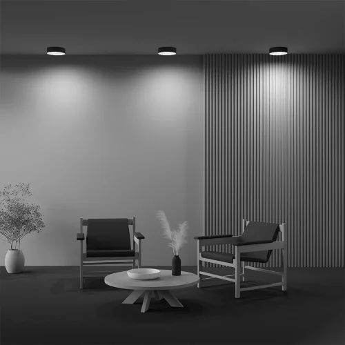 Светильник потолочный LED Zon C032CL-24W4K-RD-B Maytoni белый на 1 лампу, основание чёрное в стиле современный круглый тарелка фото 13