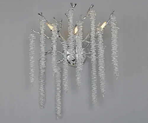 Бра Шанти 07871D,16 Kink Light прозрачный на 3 лампы, основание серебряное в стиле флористика современный ветви