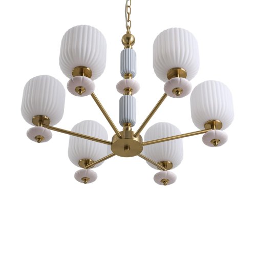 Люстра подвесная Alegra 8334/6 Lumion белая на 6 ламп, основание бронзовое в стиле классический фото 4