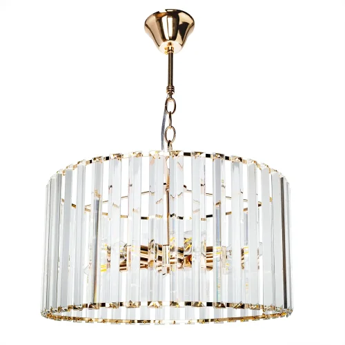 Люстра подвесная Pollux A1033LM-6GO Arte Lamp прозрачная на 6 ламп, основание золотое в стиле классический 
