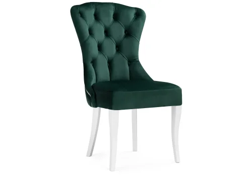 Деревянный стул Милано 1 зеленый / белый 474339 Woodville, зелёный/велюр, ножки/дерево/белый, размеры - ****510*590 фото 2