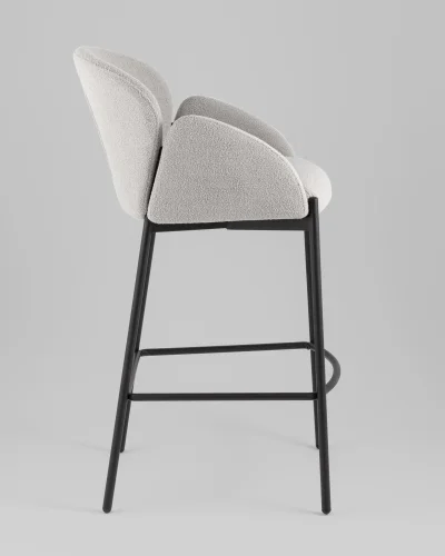 Стул барный Melia, светло-серый, сиденье УТ000040516 Stool Group, серый/букле, ножки/металл/чёрный, размеры - ***** фото 3