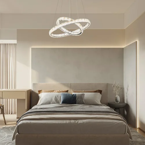 Люстра подвесная LED с пультом AM-Venezia 311311/D600-D400 NI Arte Milano прозрачная на 1 лампу, основание никель в стиле современный кольца с пультом фото 9