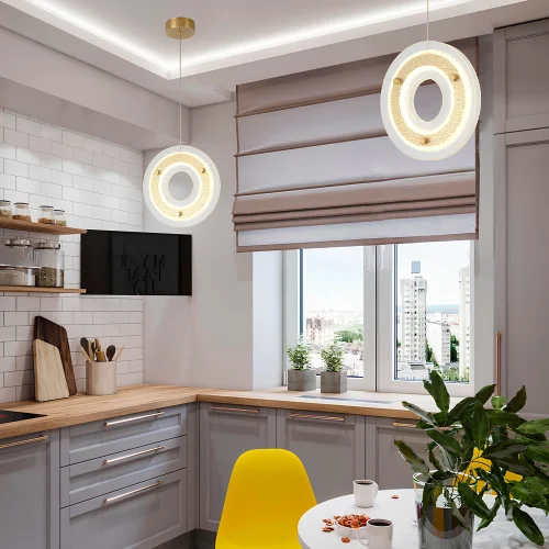 Светильник подвесной LED DIEGO SP25W LED BRASS Crystal Lux белый прозрачный на 1 лампу, основание латунь в стиле современный фото 7