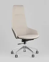 Кресло руководителя TopChairs Soulo, бежевый, серый УТ000039418 Stool Group, бежевый/экокожа, ножки/металл/хром, размеры - *1220****