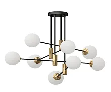 Люстра потолочная Кайри 07605-8,20 Kink Light белая на 8 ламп, основание чёрное в стиле модерн молекула шар