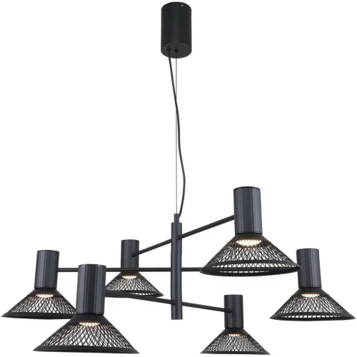 Люстра подвесная LED Metrics 4623-6P F-promo чёрная на 6 ламп, основание чёрное в стиле лофт 