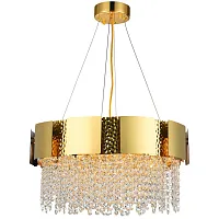 Люстра подвесная EMPIRE 76014/8C GOLD Natali Kovaltseva прозрачная золотая на 8 ламп, основание золотое в стиле классика 