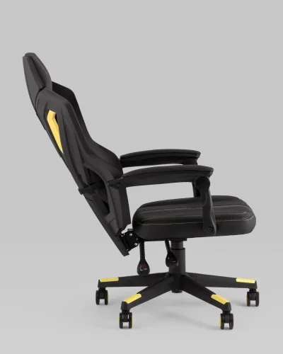 Кресло спортивное TopChairs Айронхайд, желтый УТ000036994 Stool Group, чёрный/экокожа, ножки/пластик/чёрный, размеры - 430*1280***700*630 фото 9
