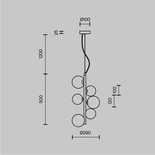 Светильник подвесной Dallas MOD545PL-06G Maytoni белый на 6 ламп, основание золотое в стиле современный шар фото 2
