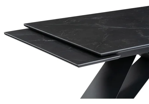 Керамический стол Ноттингем 160(220)х90х79 черный мрамор / черный 553542 Woodville столешница мрамор черный из керамика фото 5