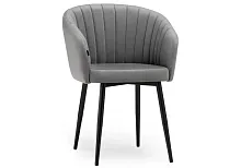 Деревянный стул Моншау черный / velutto 32 462135 Woodville, серый/велюр, ножки/металл/чёрный, размеры - ****600*530