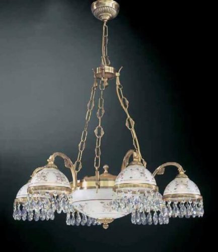 Люстра подвесная  L 6000/6+2 Reccagni Angelo прозрачная белая на 8 ламп, основание античное бронза в стиле классический 