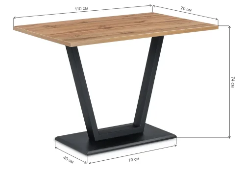 Стол на тумбе Мичиган Лофт 110х70 25 мм дуб вотан / черный матовый 515300 Woodville столешница дуб вотан из лдсп фото 2