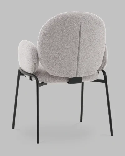 Стул с подлокотниками Моллек букле светло-серый УТ000041635 Stool Group, серый/букле, ножки/сталь/чёрный, размеры - ***** фото 4
