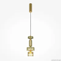 Светильник подвесной LED Level MOD253PL-L18BS3K2 Maytoni янтарный на 1 лампу, основание латунь в стиле современный арт-деко выдувное