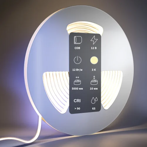 Светодиодная лента 24В COB 12Вт/м 3000К 5м IP 65 201078 Maytoni цвет LED тёплый белый 3000K, световой поток Lm фото 3