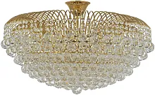 Люстра потолочная хрустальная Empoli E 1.2.60.100 G Arti Lampadari прозрачная на 10 ламп, основание золотое в стиле классика 