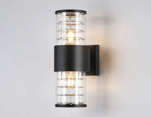 Настенный светильник ST2525 Ambrella light уличный IP54 чёрный 2 лампы, плафон прозрачный в стиле хай-тек современный E27 фото 2