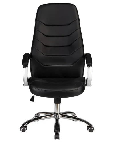 Офисное кресло для руководителей 115B-LMR WILLIS, цвет чёрный Dobrin, чёрный/экокожа, ножки/металл/хром, размеры - 1160*1230***660*670 фото 6