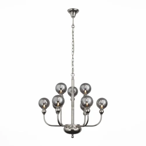 Светильник подвесной лофт Funhi SL552.103.09 St-Luce серый прозрачный 9 ламп, основание никель в стиле лофт 