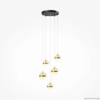Светильник подвесной LED Area MOD295PL-L60BBS3K Maytoni янтарный на 1 лампу, основание чёрное в стиле современный шар