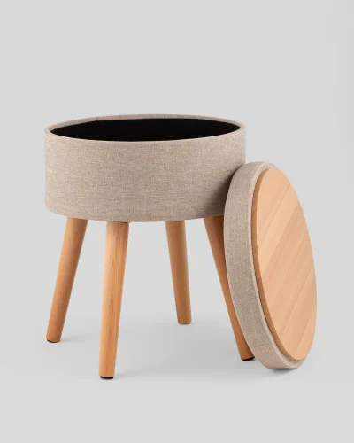 Пуф с ящиком Store Woody, рогожка бежевая УТ000040157 Stool Group на 1 , основание в стиле современный фото 6