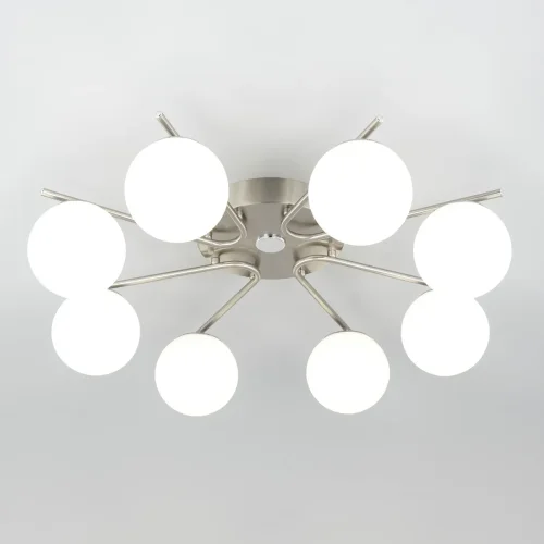 Люстра потолочная LED с пультом Адам CL228A181 Citilux белая на 8 ламп, основание матовое хром в стиле современный молекула шар яндекс алиса с пультом фото 2
