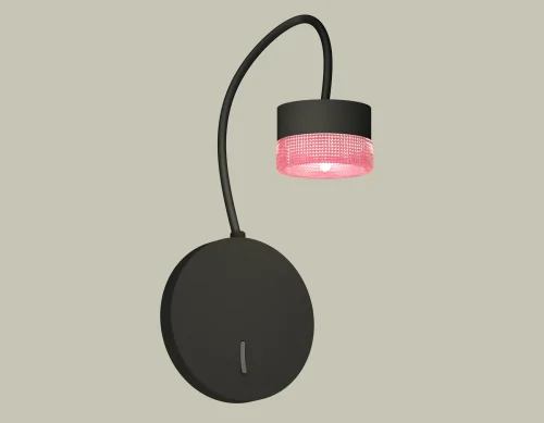 Бра с выключателем XB9596251 Ambrella light розовый чёрный на 1 лампа, основание чёрное в стиле современный хай-тек гибкая ножка для чтения