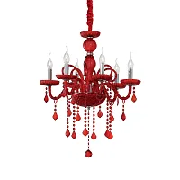 Люстра подвесная GIUDECCA SP6 ROSSO Ideal Lux без плафона на 6 ламп, основание красное в стиле венецианский 