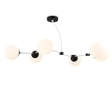 Люстра потолочная TR2552 Ambrella light белая на 6 ламп, основание чёрное в стиле модерн 