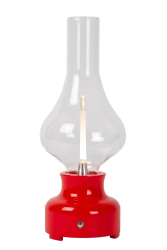 Настольная лампа LED Jason 74516/02/32 Lucide прозрачная 1 лампа, основание красное металл в стиле современный 