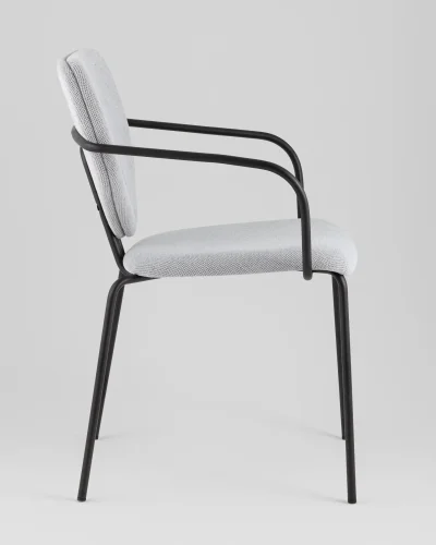 Стул обеденный Masey с подлокотниками, серый УТ000039586 Stool Group, серый/рогожка, ножки/металл/чёрный, размеры - ***** фото 3