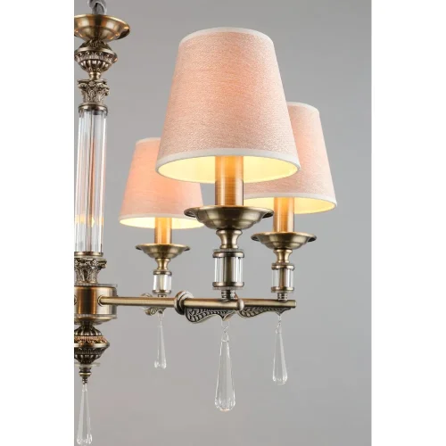 Люстра подвесная Rivoli OML-64213-06 Omnilux бежевая на 6 ламп, основание античное бронза в стиле классический фото 7