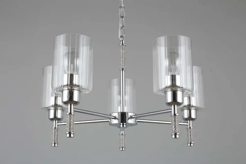 Люстра подвесная Dronero OML-66503-05 Omnilux прозрачная на 5 ламп, основание хром в стиле современный  фото 6