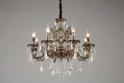 Люстра подвесная Catanzaro OML-30813-08 Omnilux бежевая на 8 ламп, основание бронзовое в стиле классический фото 11