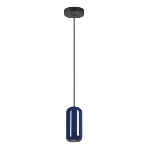 Светильник подвесной Ovali 5053/1E Odeon Light синий 1 лампа, основание чёрное в стиле современный трубочки