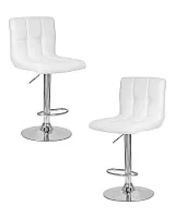 Стул барный набор 2 шт. SET-2 5006-LM CANDY, цвет сиденья белый, цвет основания хром Dobrin, /экокожа, ножки/металл/хром, размеры - 950*1160***460*520