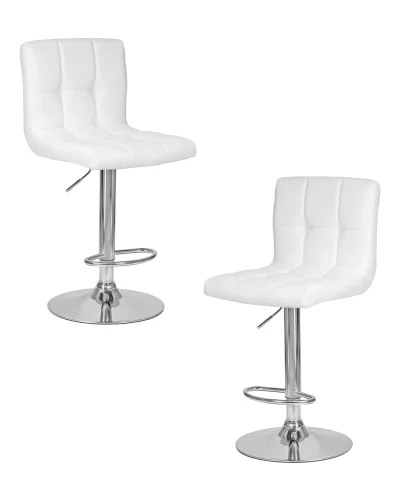Стул барный набор 2 шт. SET-2 5006-LM CANDY, цвет сиденья белый, цвет основания хром Dobrin, /экокожа, ножки/металл/хром, размеры - 950*1160***460*520