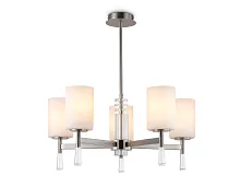 Люстра на штанге LH56251 Ambrella light белая на 5 ламп, основание никель в стиле классический 