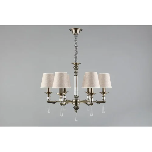 Люстра подвесная Rivoli OML-64213-06 Omnilux бежевая на 6 ламп, основание античное бронза в стиле классический фото 4