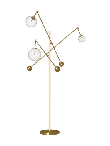 Торшер 0693FL-3AB Milosh Tendence  прозрачный 3 лампы, основание золотое в стиле современный
