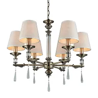 Люстра подвесная Rivoli OML-64213-06 Omnilux бежевая на 6 ламп, основание античное бронза в стиле классический 