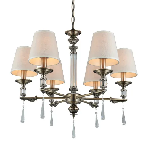 Люстра подвесная Rivoli OML-64213-06 Omnilux бежевая на 6 ламп, основание античное бронза в стиле классический 