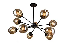 Люстра на штанге 0678CL-10BK Milosh Tendence янтарная на 10 ламп, основание чёрное в стиле лофт современный шар Люстра на штанге 0678CL-10BK Milosh Tendence янтарная на 10 ламп, основание чёрное в стиле лофт современный шар