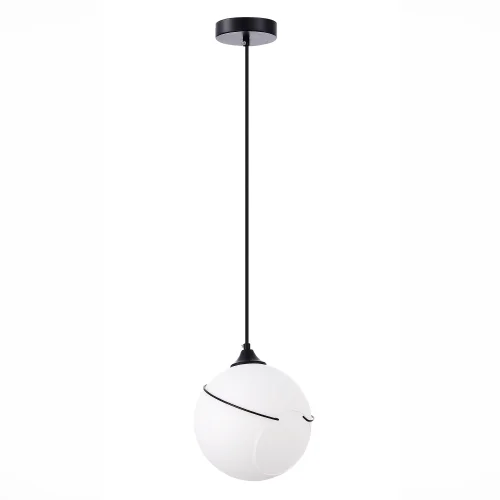 Светильник подвесной Satturo SLE103143-01 Evoluce белый 1 лампа, основание чёрное в стиле лофт кантри шар фото 2