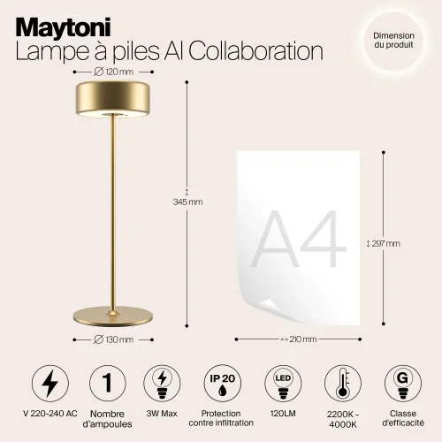 Настольная лампа LED AI Collaboration MOD229TL-L3G3K2 Maytoni золотая на 1 лампу, основание золотое металл в стиле хай-тек современный беспроводная зарядка фото 6